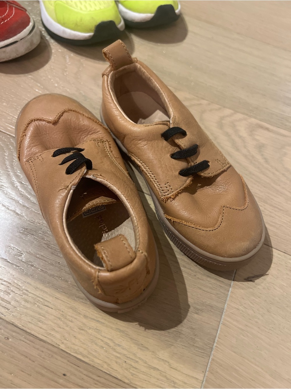 Freshly Picked Tan Leather Slip-On Shoes with Black Laces
